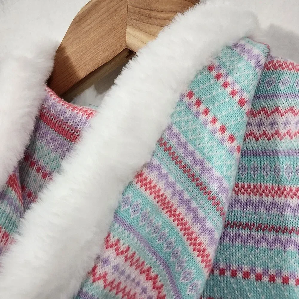 Gymboree Girls Fair Isle Hoodie Cardigan Sweater Iced Mint Baby Girls 2T Toddler